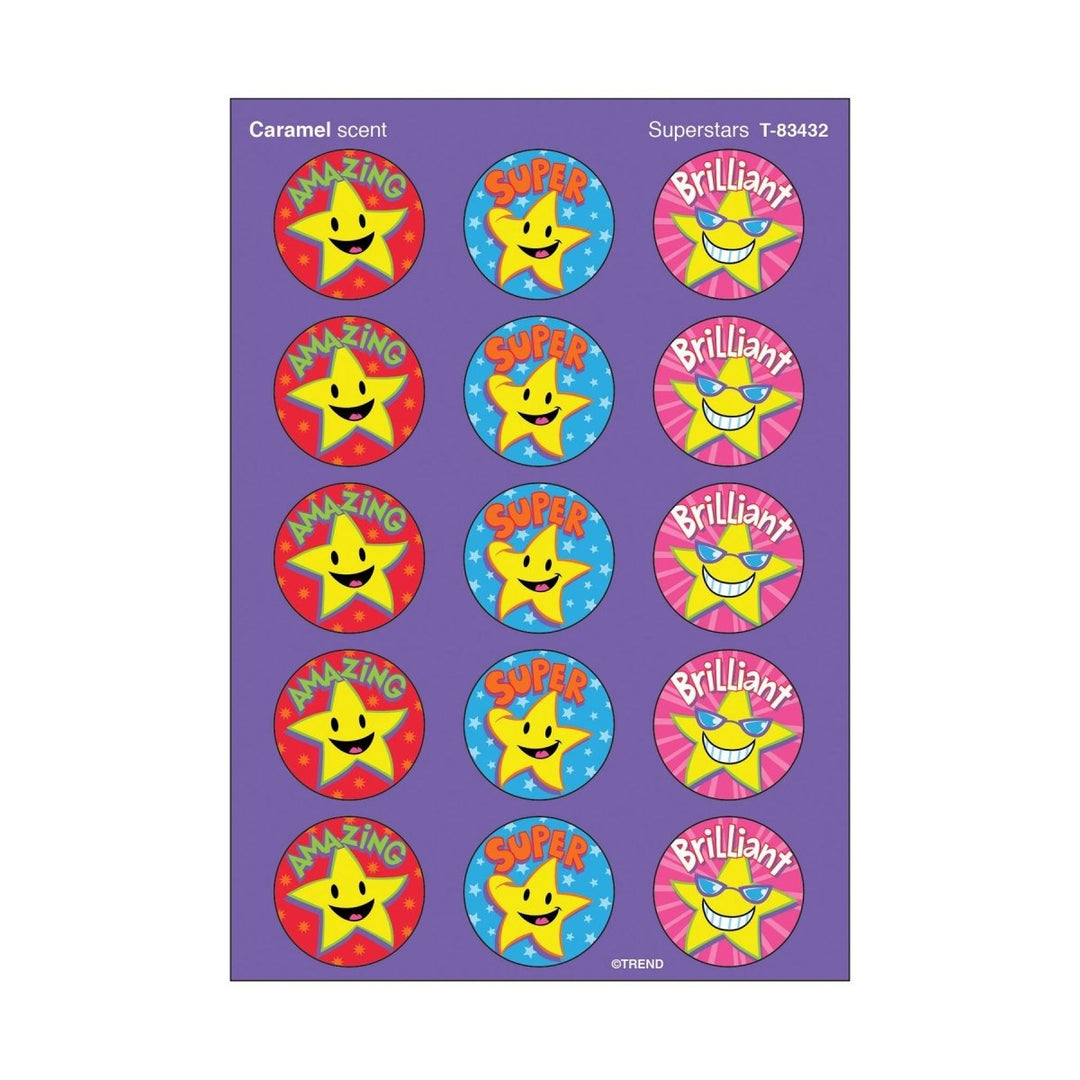 Superstars, Caramel scent Scratch 'n Sniff Stinky Stickers® – Large Round-Stickers-Tools 4 Teaching-Classroom Decor and More