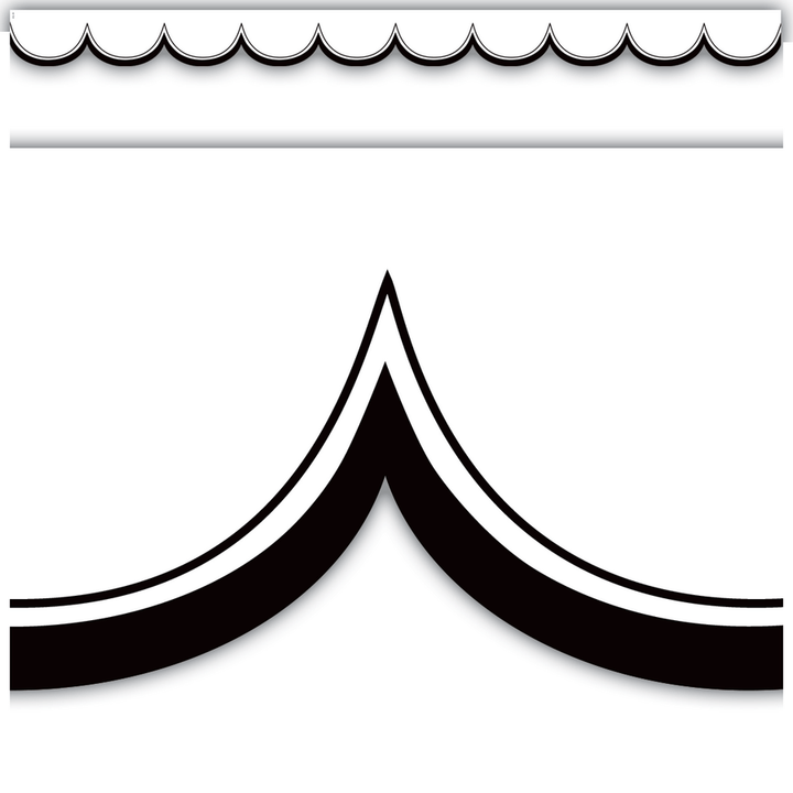 White with Black Scalloped Die-Cut Border Trim-Borders-Tools 4 Teaching-Classroom Decor and More
