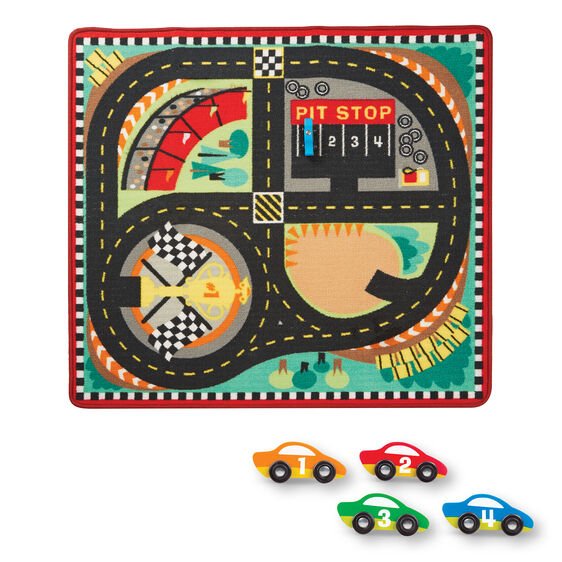 Round the Speedway Race Track Rug & Car Set-Vehicles & Construction-Tools 4 Teaching-Classroom Decor and More