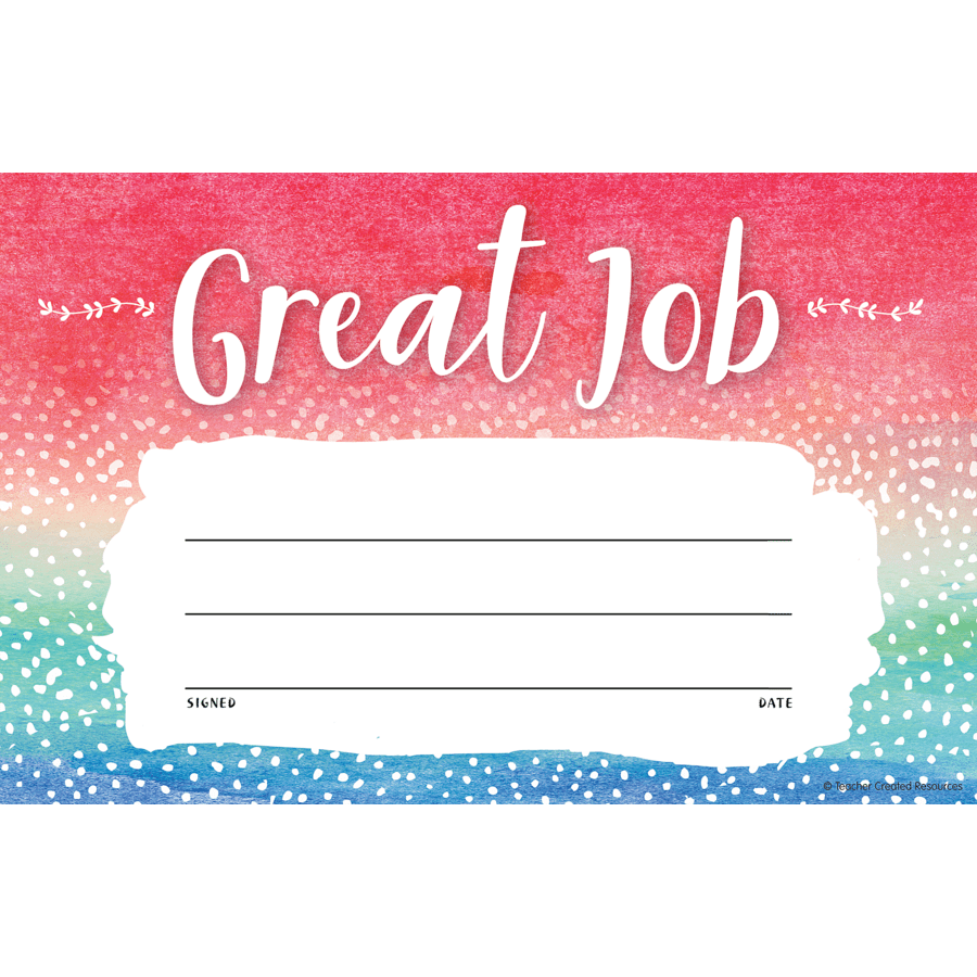 Watercolor Great Job Awards-Awards-Tools 4 Teaching-Classroom Decor and More