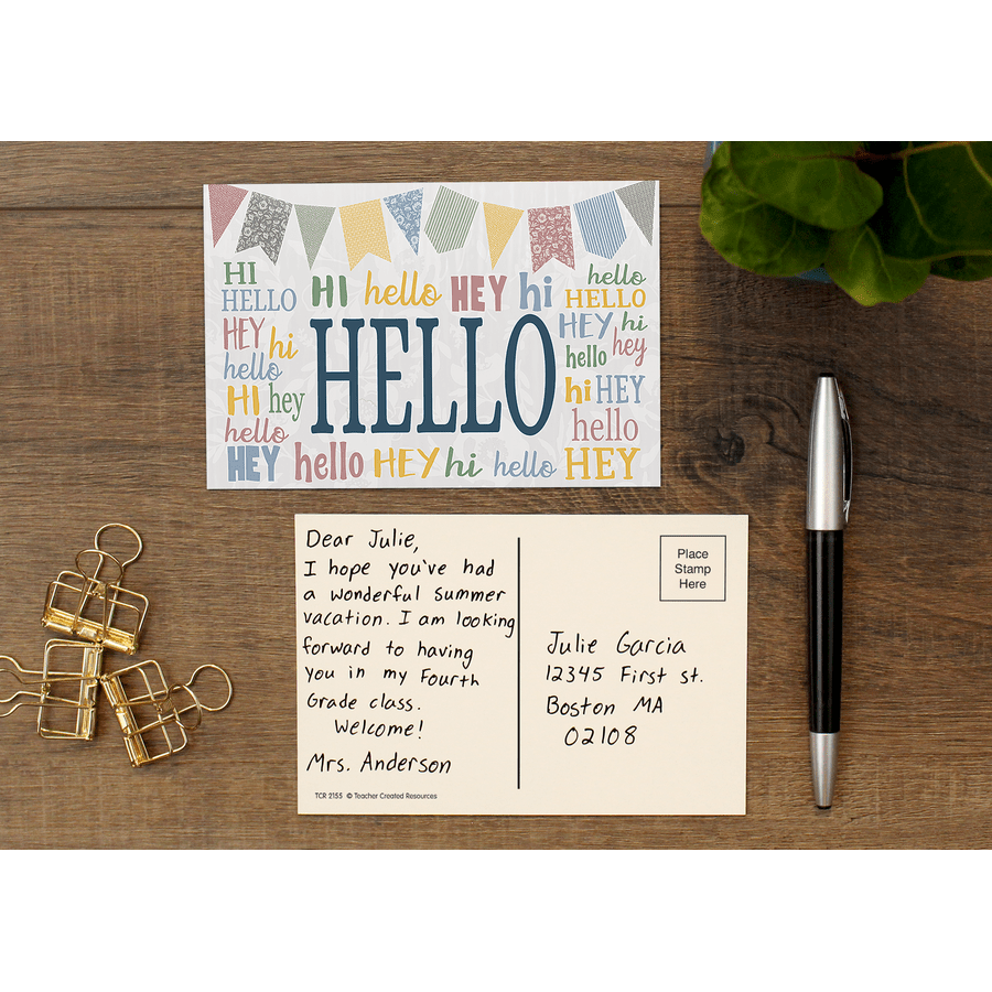 Classroom Cottage Hello Postcards-Postcards-Tools 4 Teaching-Classroom Decor and More
