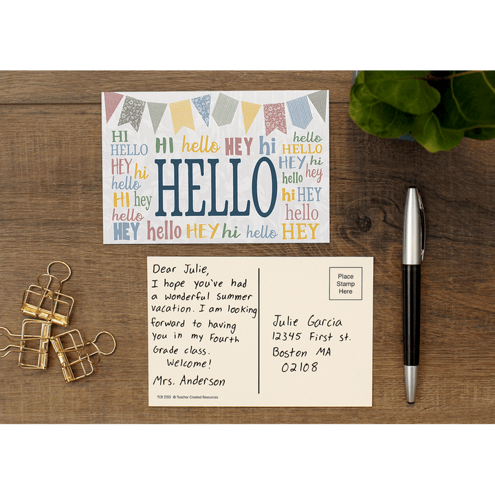 Classroom Cottage Hello Postcards-Postcards-Tools 4 Teaching-Classroom Decor and More