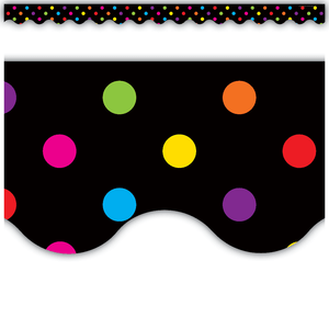 Scalloped Border Trim: Multicolor Dots on Black-Borders-Tools 4 Teaching-Classroom Decor and More