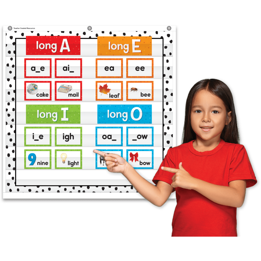 Black Painted Dots on White 7 Pocket Chart-Pocket Charts-Tools 4 Teaching-Classroom Decor and More