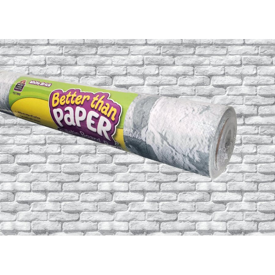 Better Than Paper® Bulletin Board Roll: White Brick-Bulletin Board Paper - Better Than Paper-Tools 4 Teaching-Classroom Decor and More