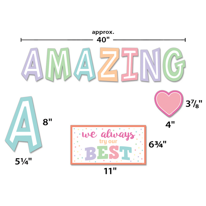 Pastel Pop Amazing Things Happen Here Bulletin Board-Bulletin Board Sets-Tools 4 Teaching-Classroom Decor and More