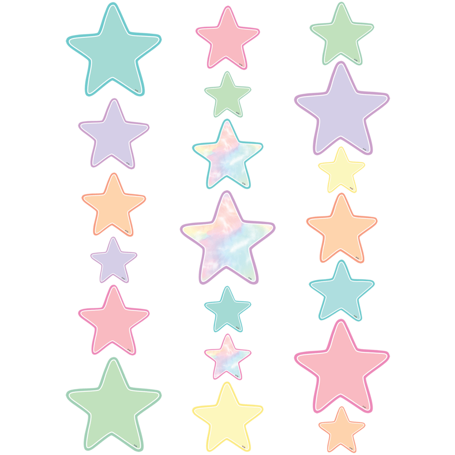 Pastel Pop Stars Accents - Assorted Sizes-Accents-Tools 4 Teaching-Classroom Decor and More