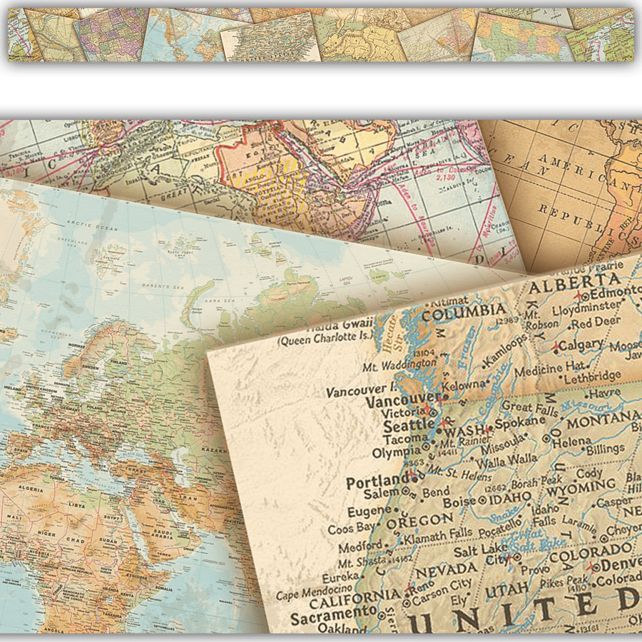 Travel the Map Straight Border Trim-Borders-Tools 4 Teaching-Classroom Decor and More