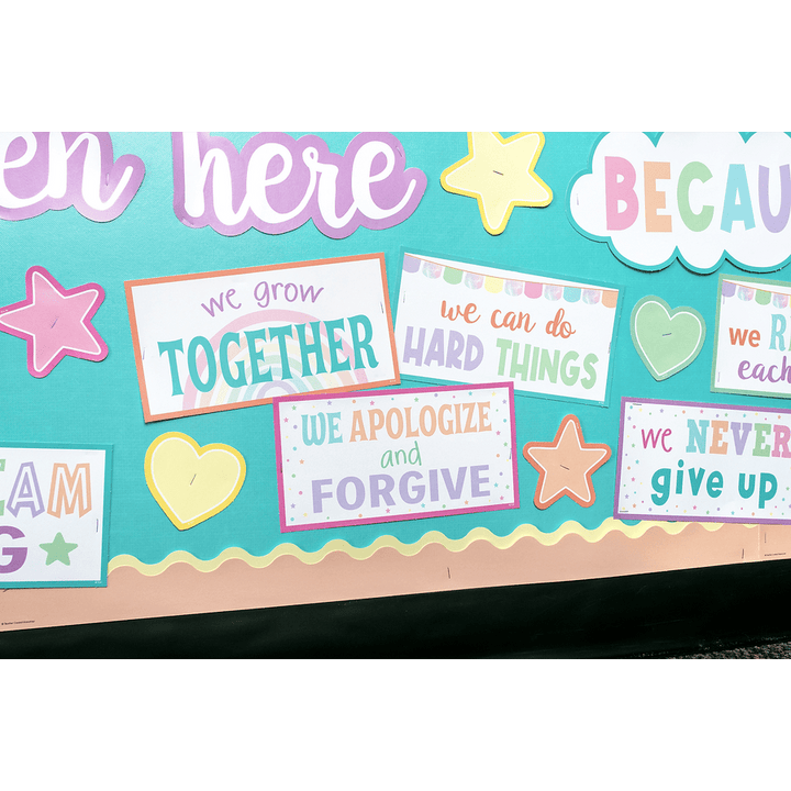 Pastel Pop Amazing Things Happen Here Bulletin Board-Bulletin Board Sets-Tools 4 Teaching-Classroom Decor and More