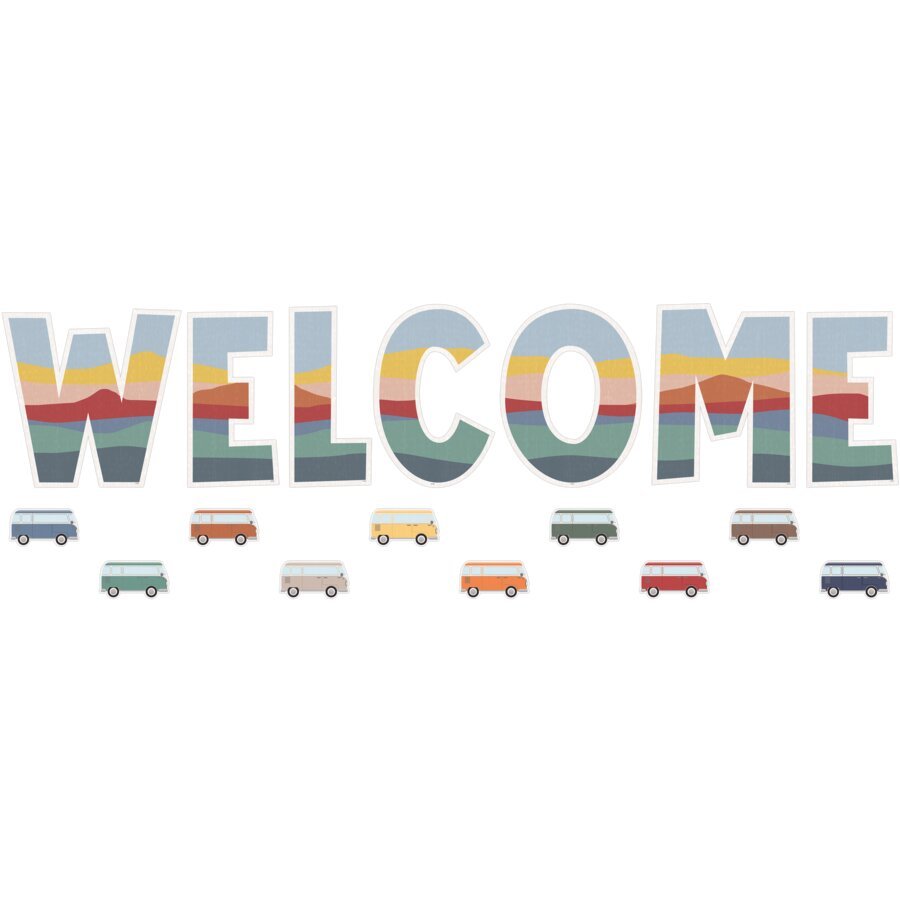 Moving Mountains Road Trip Welcome Bulletin Board-Bulletin Board Sets-Tools 4 Teaching-Classroom Decor and More