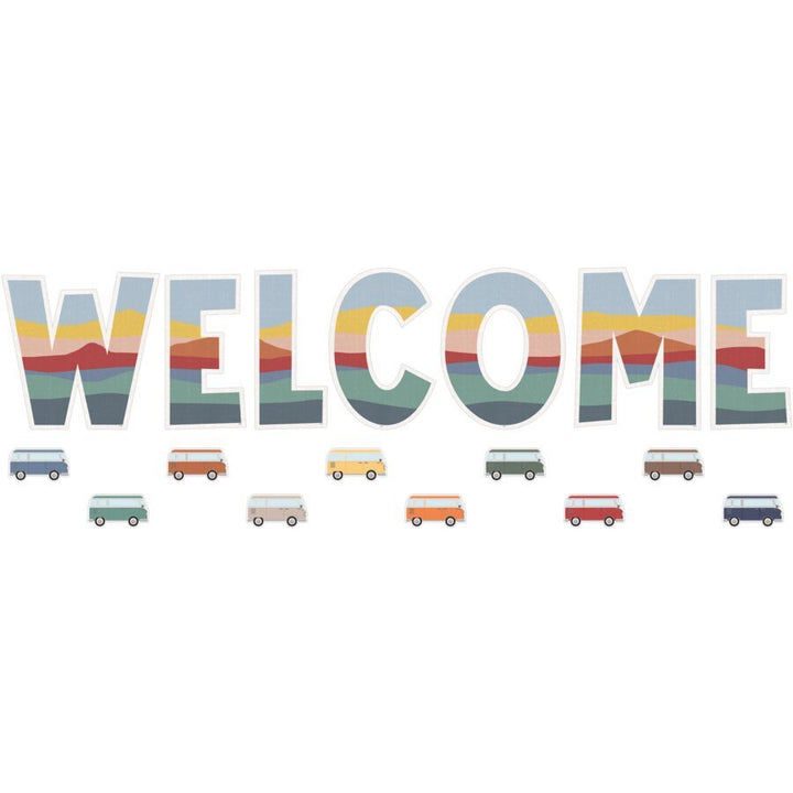 Moving Mountains Road Trip Welcome Bulletin Board-Bulletin Board Sets-Tools 4 Teaching-Classroom Decor and More