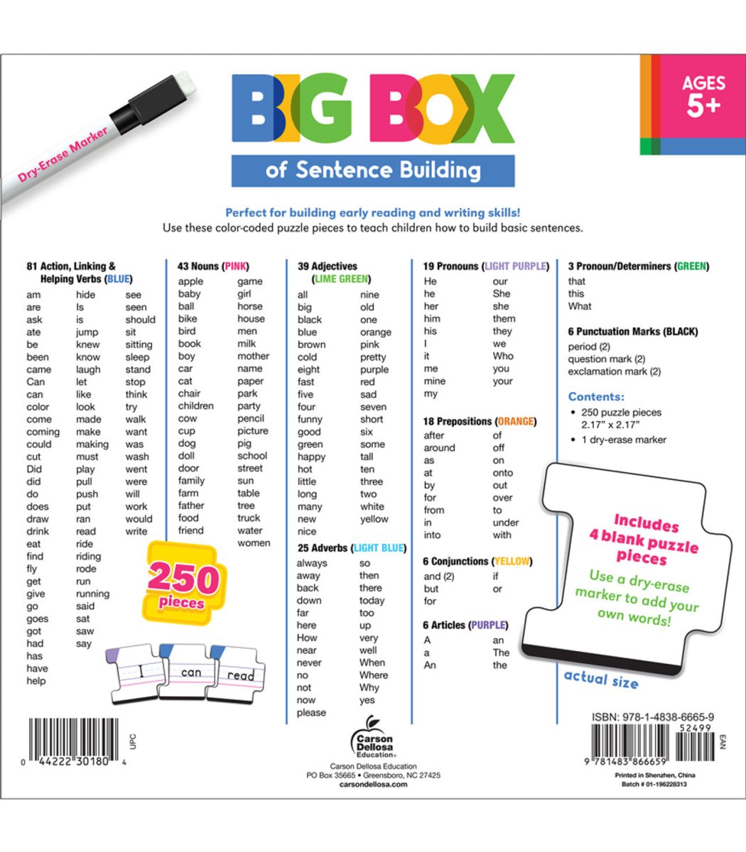 Big Box of Sentence Building Puzzle Grade K-3-Subjects - Reading - Reading Manipulatives-Tools 4 Teaching-Classroom Decor and More