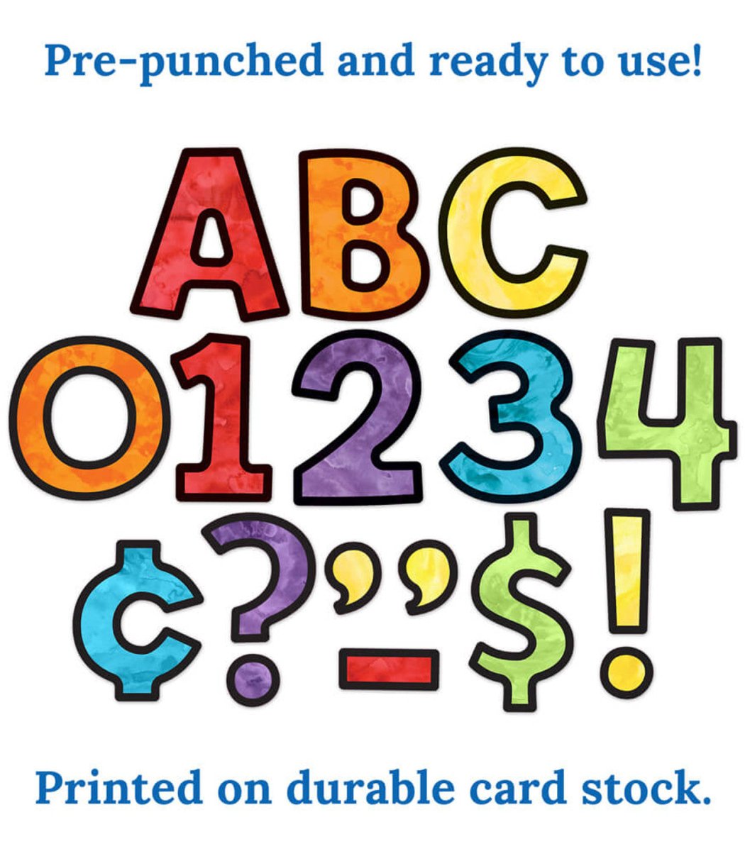 Celebrate Learning 4in Watercolor Combo Pack Bulletin Board Letters-Letters-Tools 4 Teaching-Classroom Decor and More