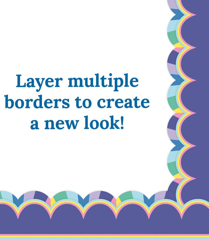 We Stick Together Pop of Purple Scalloped Bulletin Board Borders-Borders-Tools 4 Teaching-Classroom Decor and More