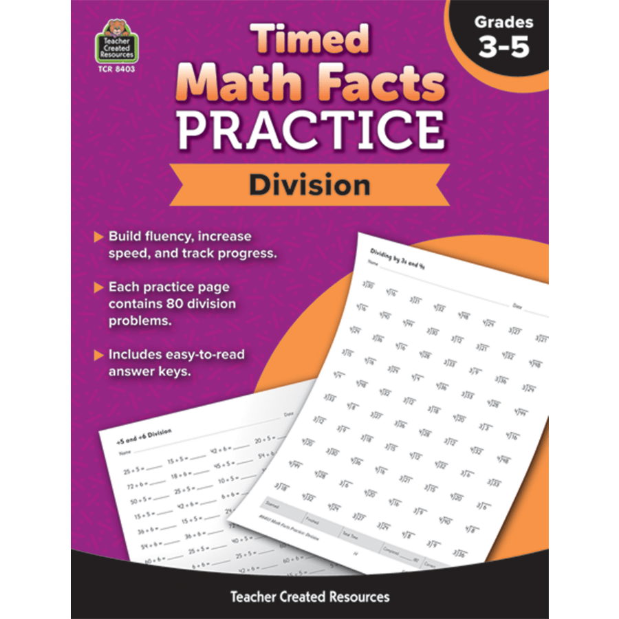 Timed Math Facts Book: Division (Grades 3-5)-Multiplication & Division-Tools 4 Teaching-Classroom Decor and More