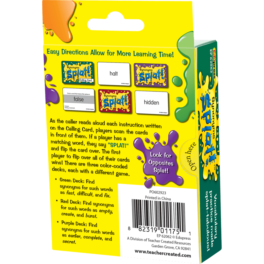 Synonyms Splat Game-Subjects - Reading - Reading Manipulatives-Tools 4 Teaching-Classroom Decor and More