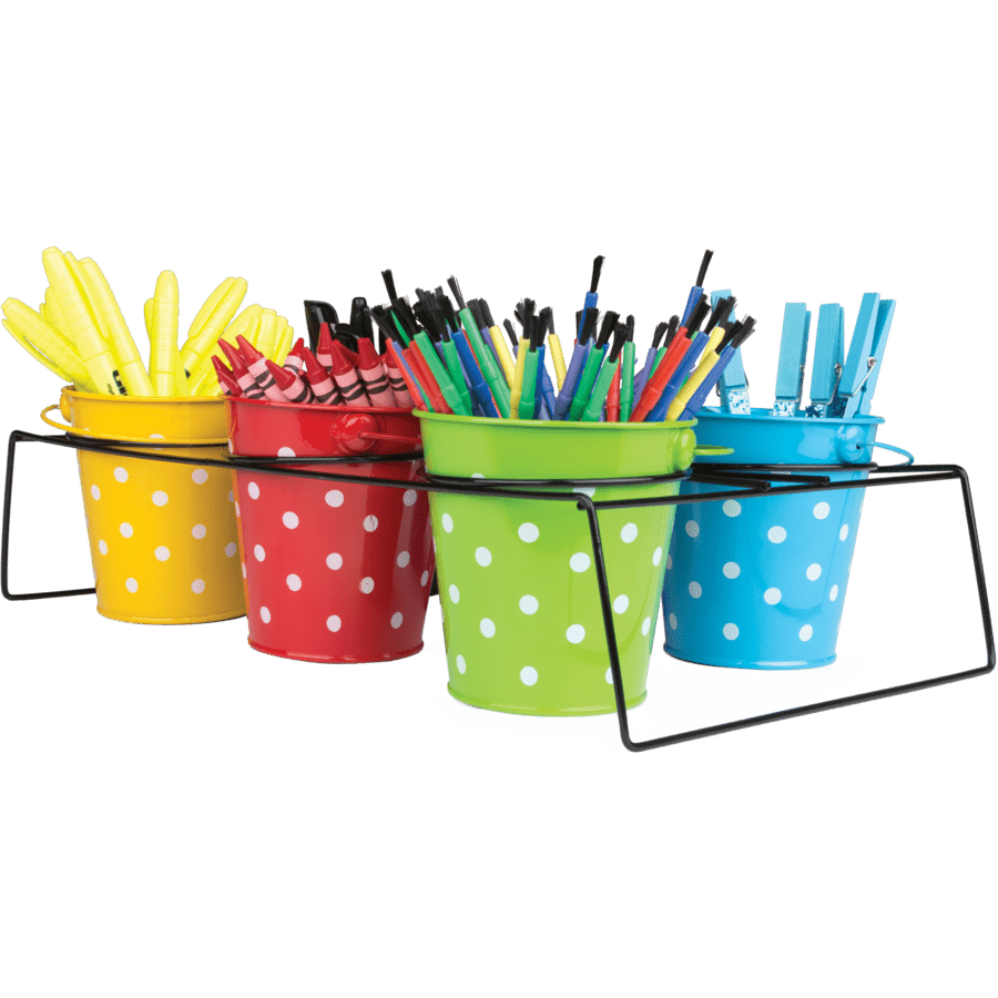 Bucket: Black Polka Dots-Organization-Tools 4 Teaching-Classroom Decor and More