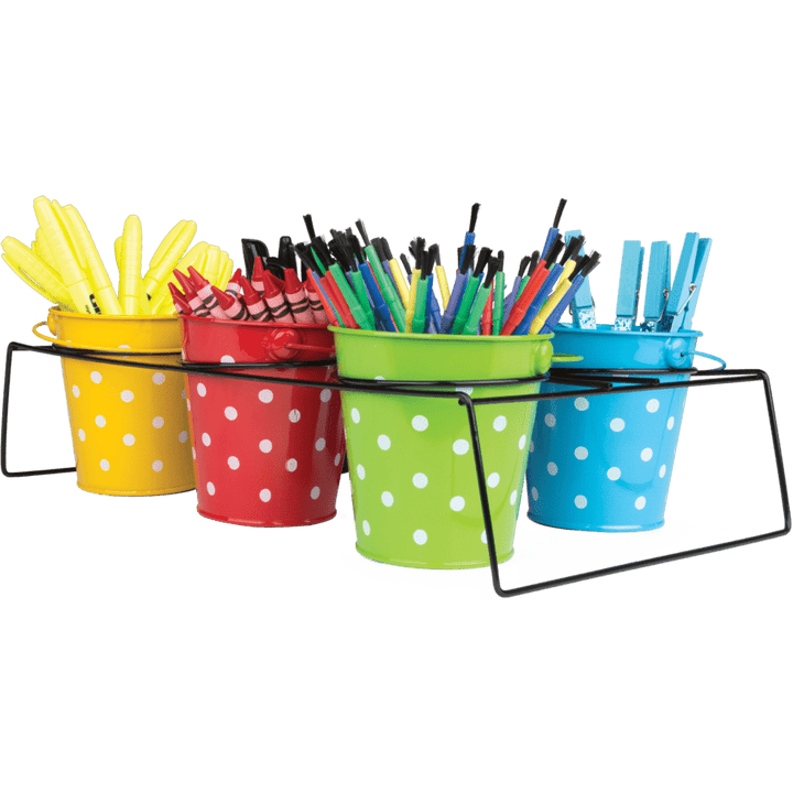 Bucket: Black Polka Dots-Organization-Tools 4 Teaching-Classroom Decor and More