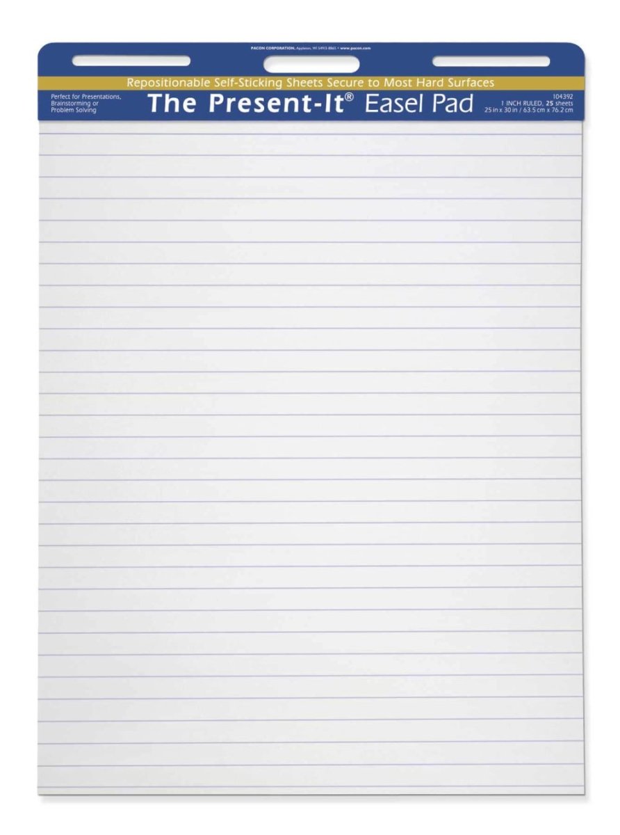 The Present-It® Easel Pad, Self-Adhesive 25" X 30" White 25 Sheets-Chart Paper-Tools 4 Teaching-Classroom Decor and More