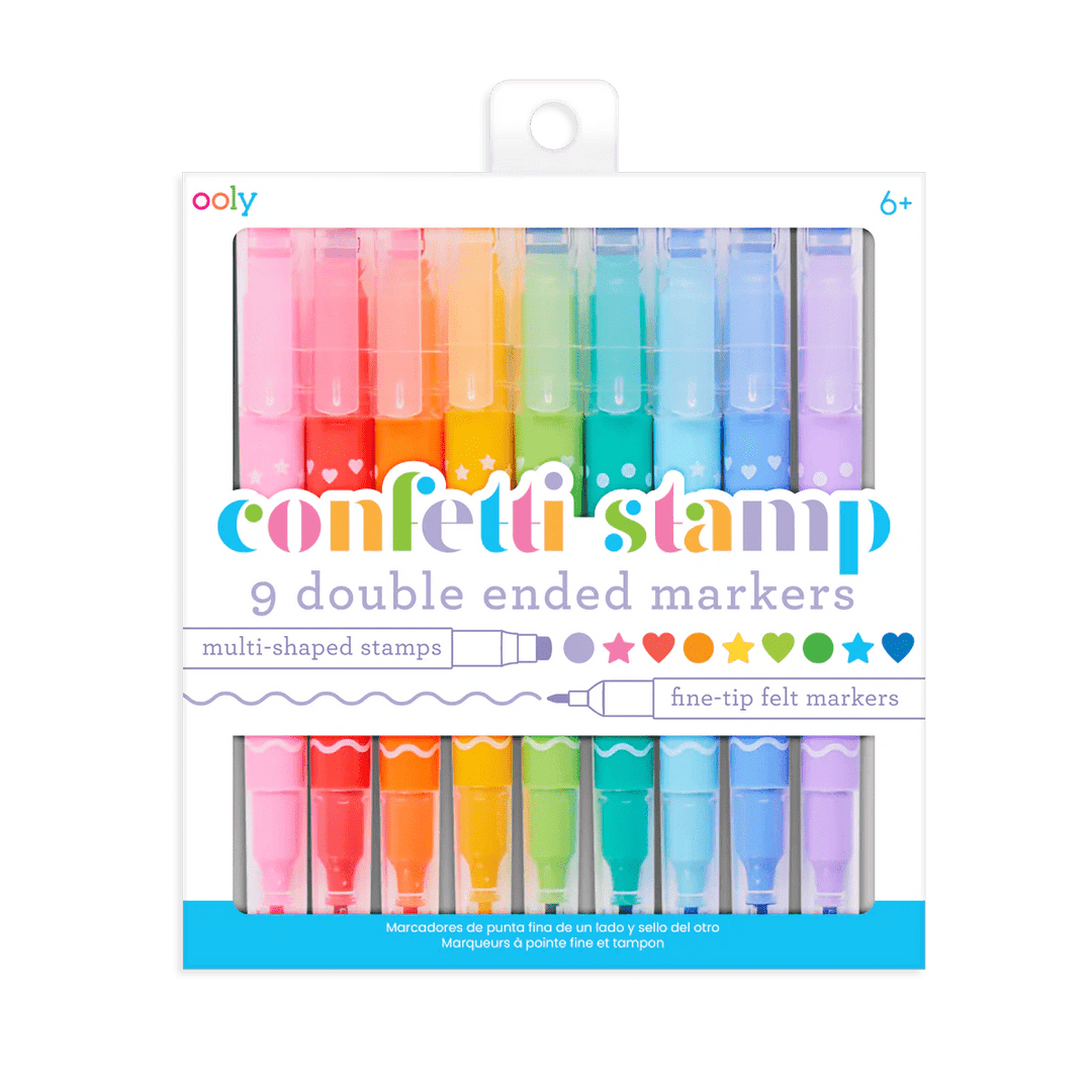 Confetti Stamp Double-Ended Markers - Set of 9-Art Supplies-Tools 4 Teaching-Classroom Decor and More