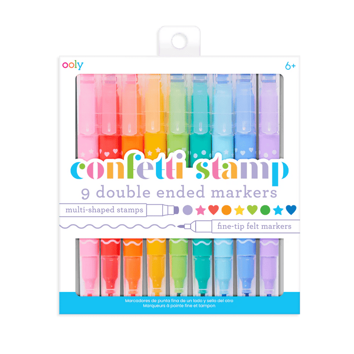 Confetti Stamp Double-Ended Markers - Set of 9-Art Supplies-Tools 4 Teaching-Classroom Decor and More