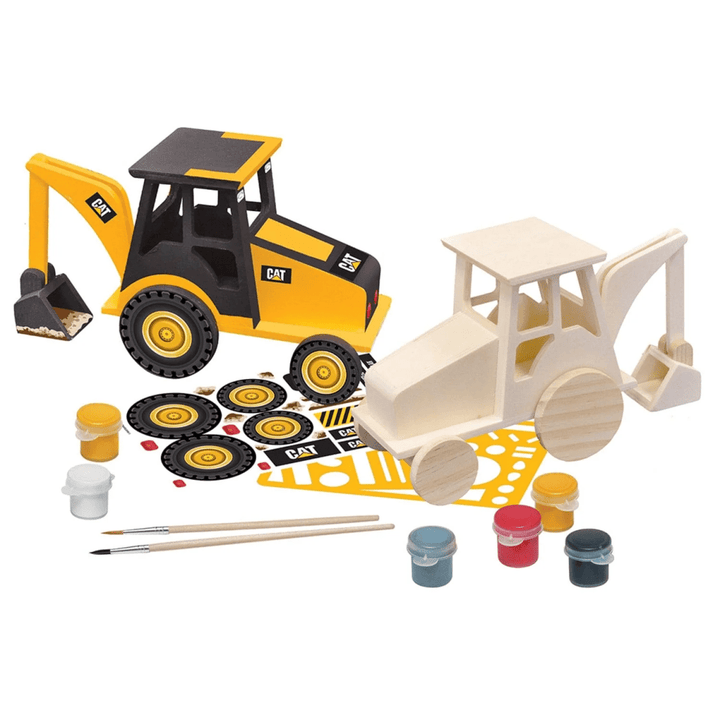 CAT - Caterpillar Backhoe Wood Craft & Paint Kit-Craft Activity-Tools 4 Teaching-Classroom Decor and More