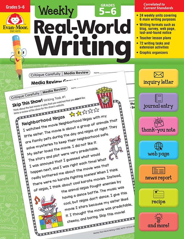 Weekly Real-World Writing, Grades 5-6-ELA Books-Tools 4 Teaching-Classroom Decor and More