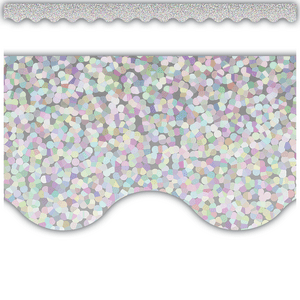 Scalloped Border Trim: Silver Sparkle-Borders-Tools 4 Teaching-Classroom Decor and More