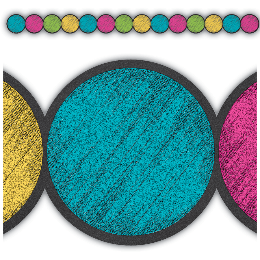 Chalkboard Brights Circles Die-Cut Border Trim-Borders-Tools 4 Teaching-Classroom Decor and More