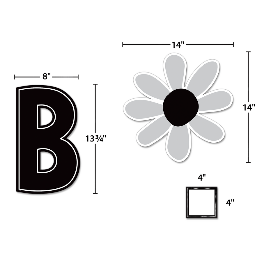 Black and White Floral Be Kind Bulletin Board-Bulletin Board Sets-Tools 4 Teaching-Classroom Decor and More