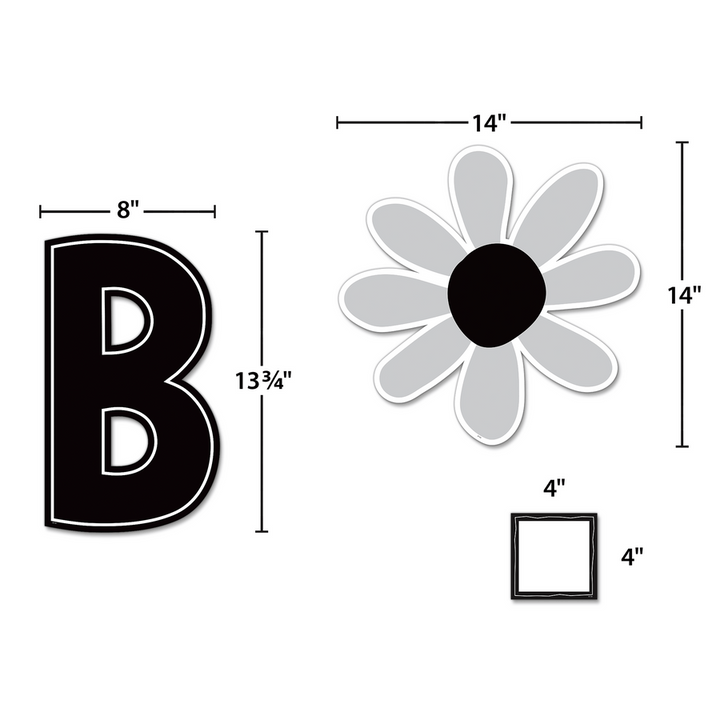 Black and White Floral Be Kind Bulletin Board-Bulletin Board Sets-Tools 4 Teaching-Classroom Decor and More