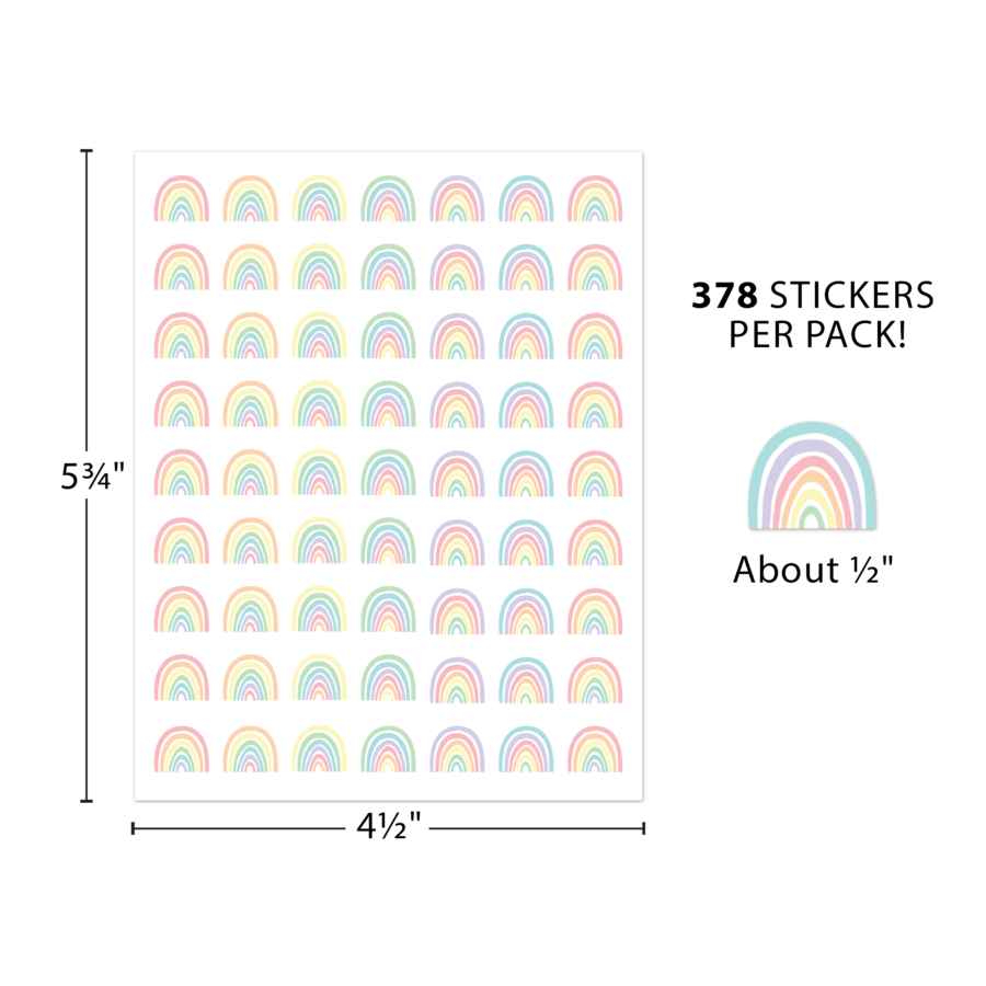 Pastel Pop Rainbows Mini Stickers-Stickers-Tools 4 Teaching-Classroom Decor and More