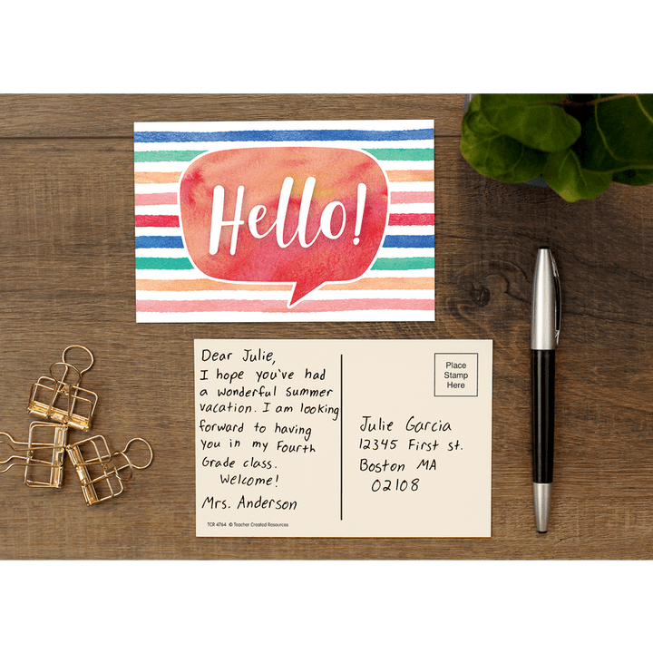 *Watercolor Hello Postcards-Postcards-Tools 4 Teaching-Classroom Decor and More