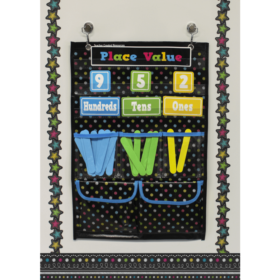 Chalkboard Brights Place Value Pocket Chart-Pocket Charts-Tools 4 Teaching-Classroom Decor and More