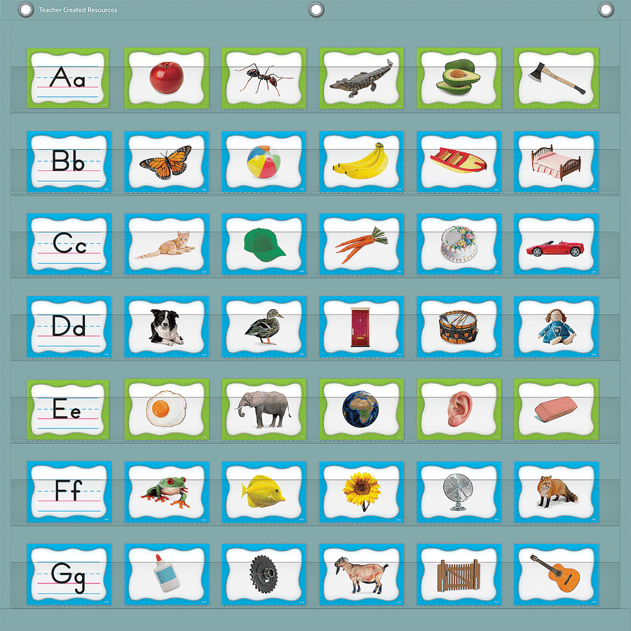 Calming Blue 7 Pocket Chart-Pocket Charts-Tools 4 Teaching-Classroom Decor and More