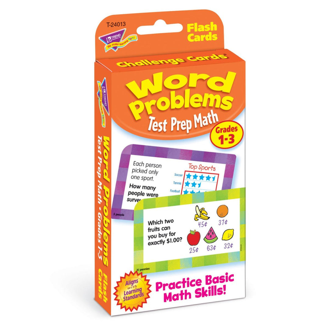 Word Problems Test Prep Math, Grades 1-3 Challenge Cards®-Flashcards-Tools 4 Teaching-Classroom Decor and More