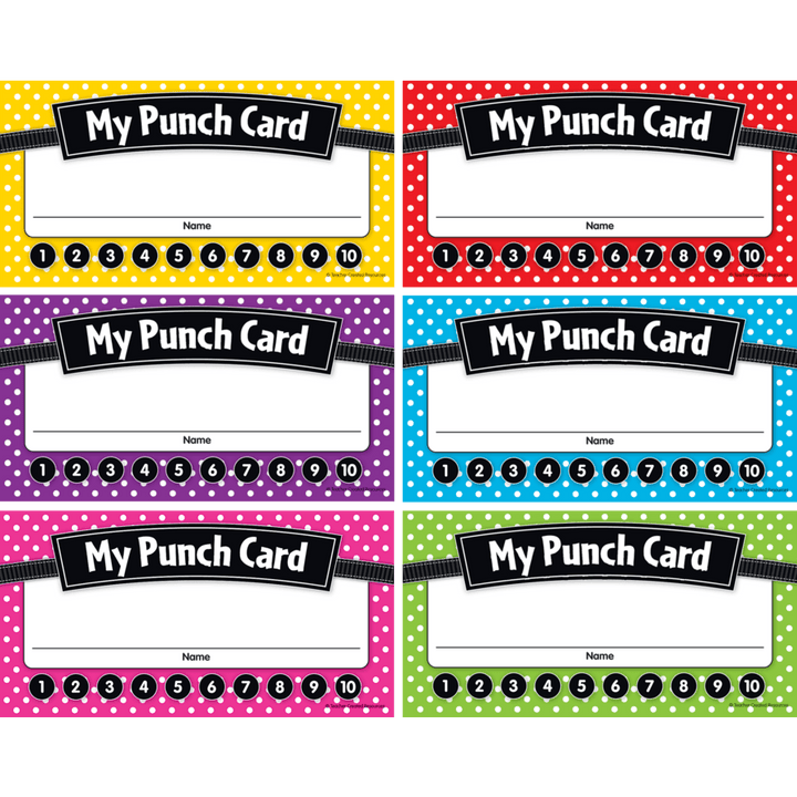 Polka Dots Punch Cards-Awards-Tools 4 Teaching-Classroom Decor and More