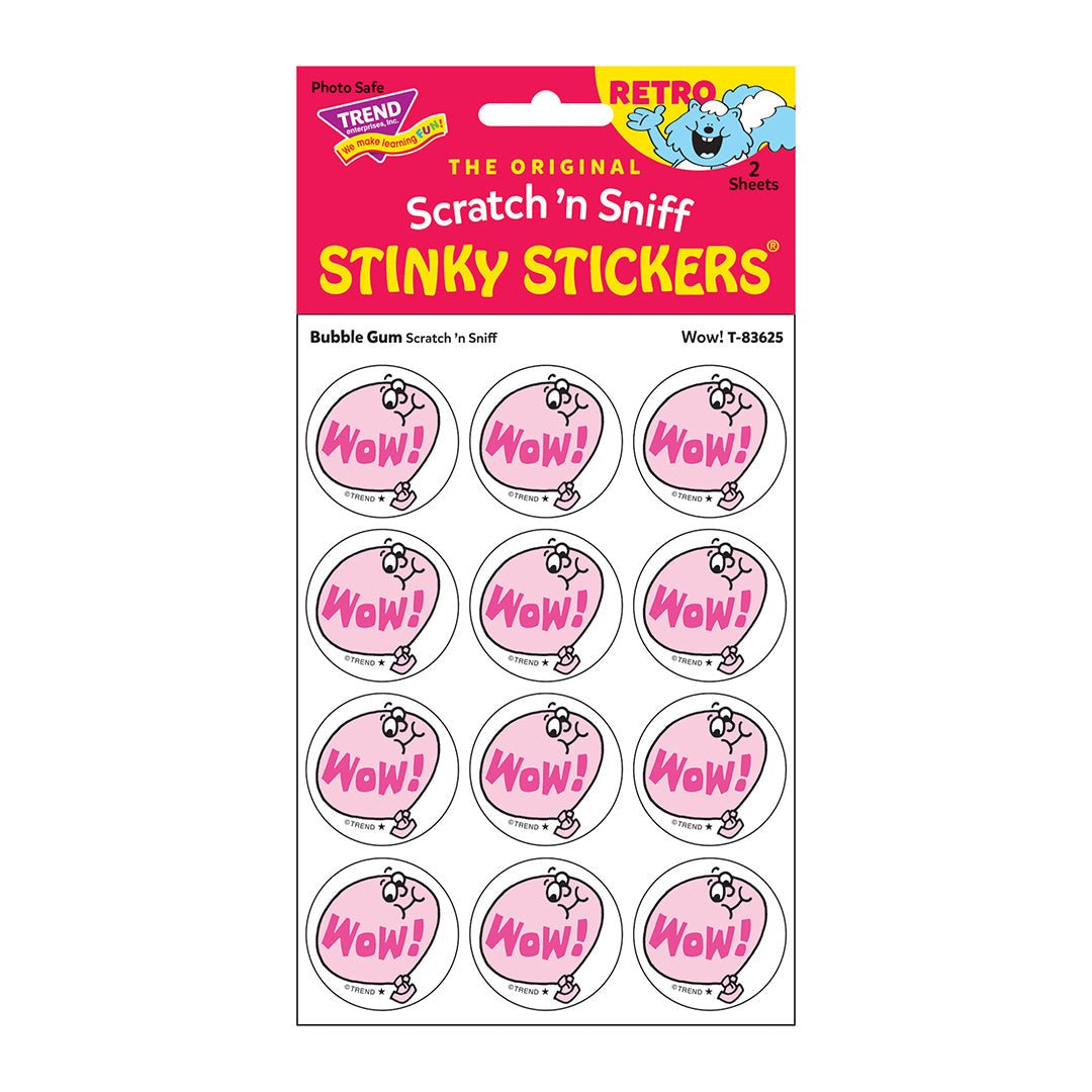 Wow!, Bubble Gum scent Retro Scratch 'n Sniff Stinky Stickers®-Stickers-Tools 4 Teaching-Classroom Decor and More