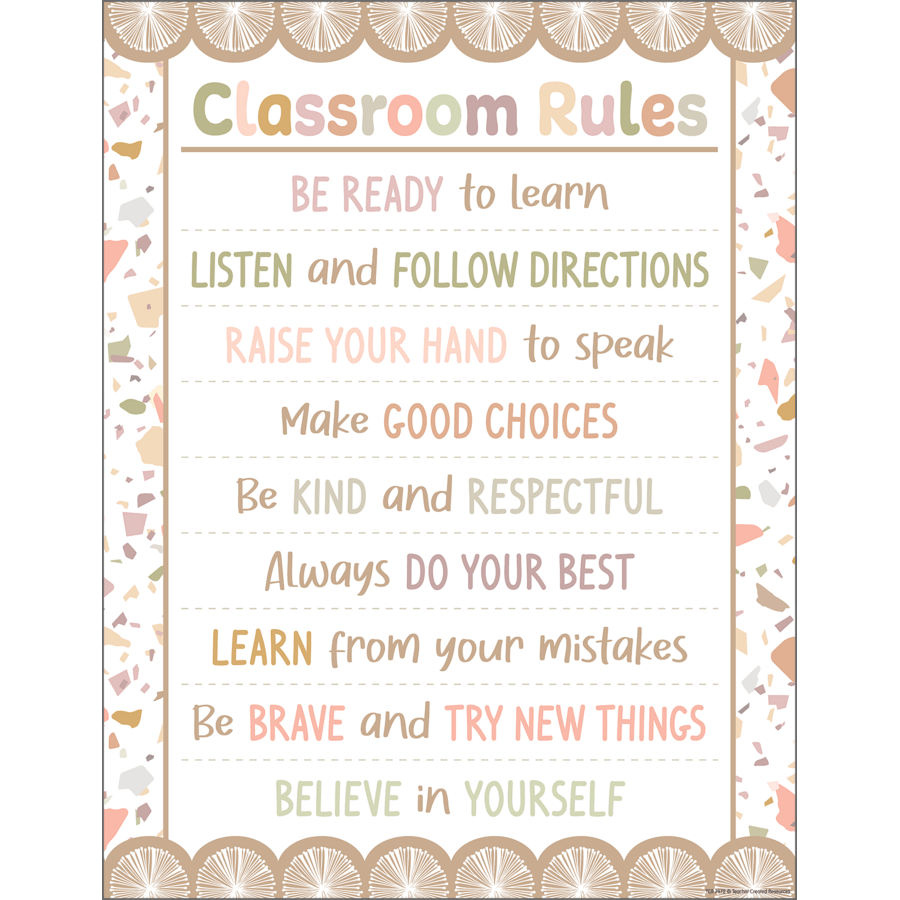 Terrazzo Tones Classroom Rules Chart-Charts-Tools 4 Teaching-Classroom Decor and More