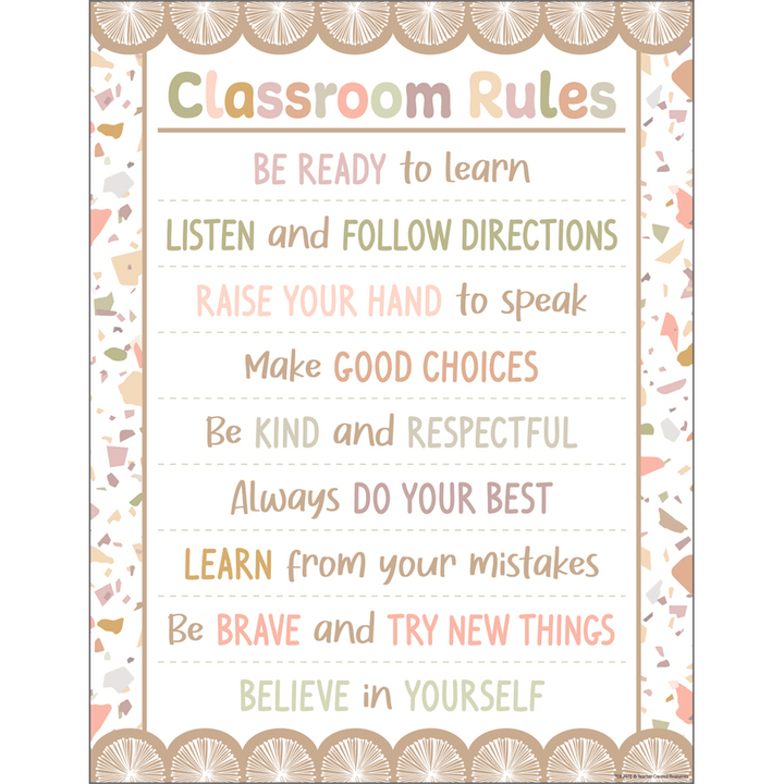 Terrazzo Tones Classroom Rules Chart-Charts-Tools 4 Teaching-Classroom Decor and More