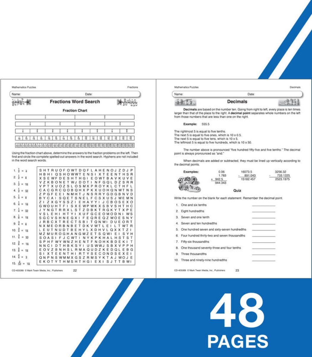 Mathematics Puzzles Workbook Grade 4 - 12 Paperback - Tools 4 Teaching