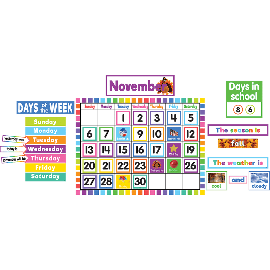 Colorful Calendar Bulletin Board-Calendars-Tools 4 Teaching-Classroom Decor and More