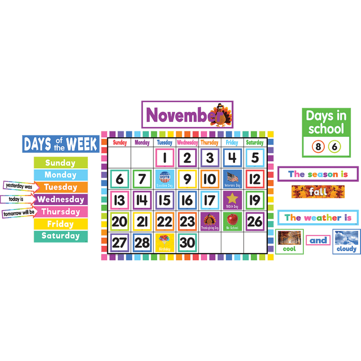 Colorful Calendar Bulletin Board-Calendars-Tools 4 Teaching-Classroom Decor and More