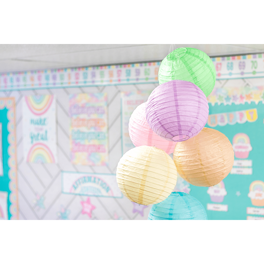 Pastel Pop 8" Hanging Paper Lanterns-Lanterns-Tools 4 Teaching-Classroom Decor and More