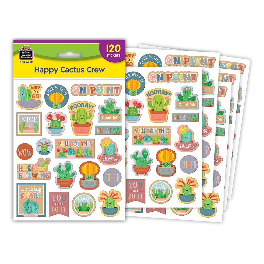 Happy Cactus Crew Stickers-Stickers-Tools 4 Teaching-Classroom Decor and More
