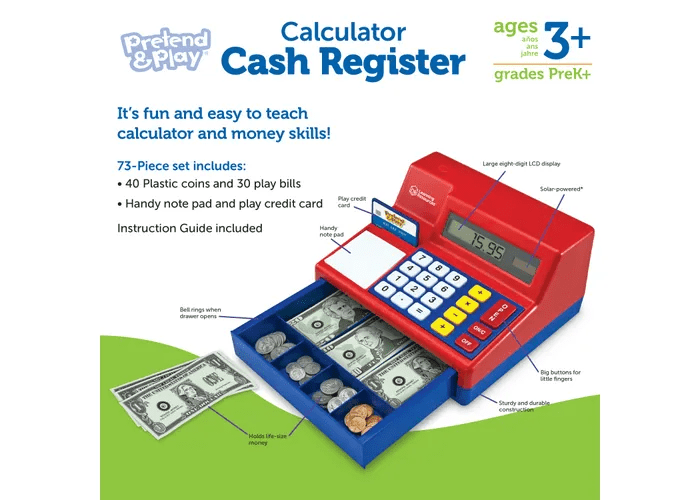 Pretend & Play® Calculator Cash Register-Time & Money-Tools 4 Teaching-Classroom Decor and More