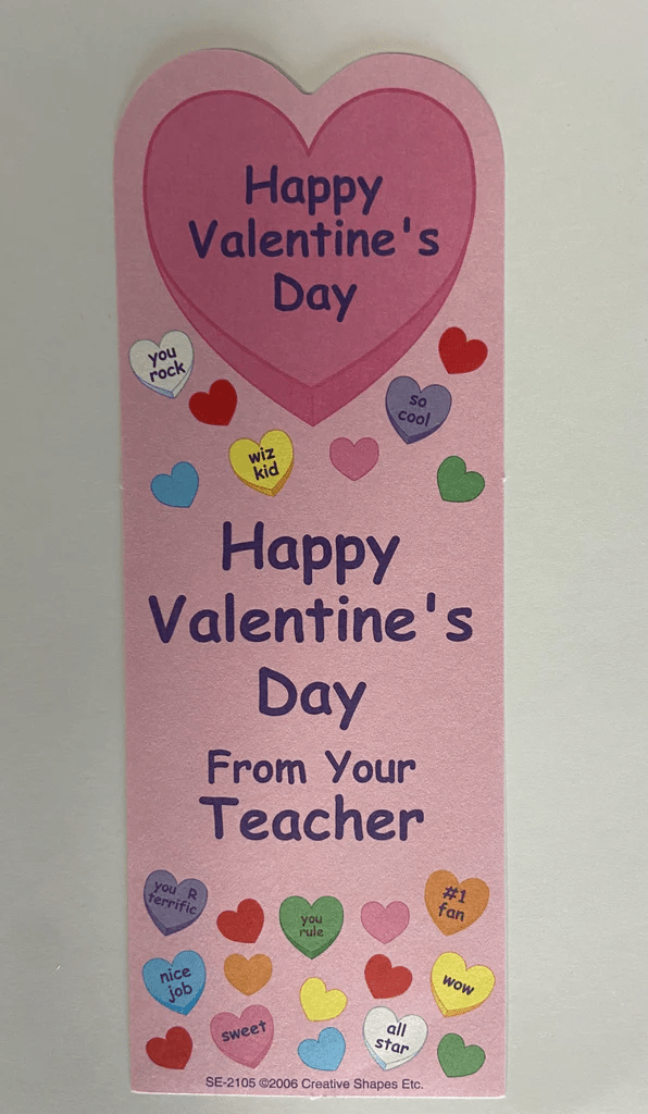 "From Your Teacher" Bookmarks - Valentine-Bookmarks-Tools 4 Teaching-Classroom Decor and More