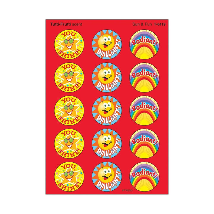 Sun & Fun, Tutti-Frutti scent Scratch 'n Sniff Stinky Stickers® – Large Round-Stickers-Tools 4 Teaching-Classroom Decor and More
