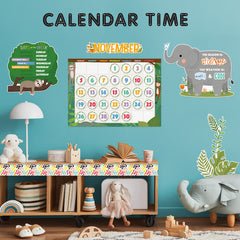 Jungle Friends Calendar Set Bulletin Board-Bulletin Board Sets-Tools 4 Teaching-Classroom Decor and More