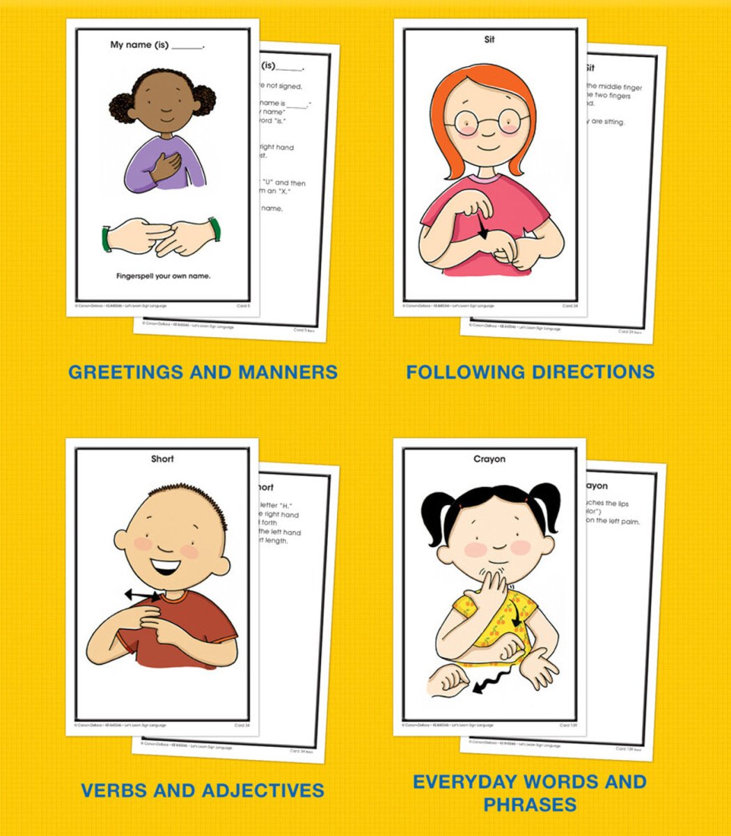 Let's Learn Sign Language Learning Cards Grade PK-2-Classroom Essentials-Tools 4 Teaching-Classroom Decor and More